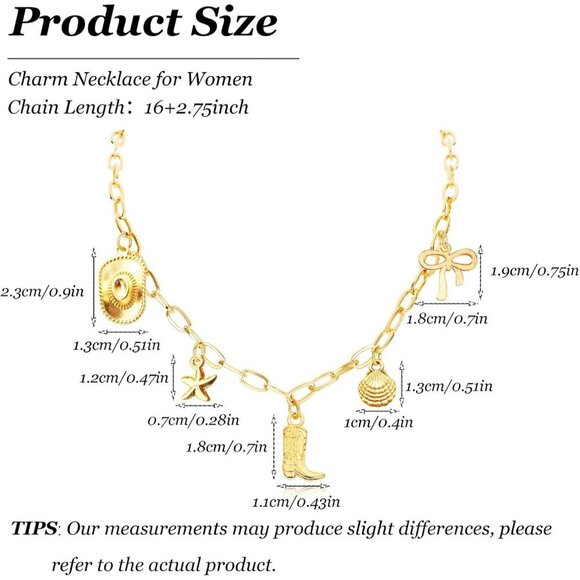 JAVARNV Gold Necklace Cowgirl Charm Western & Boho Jewelry for Country Outfits - Picture 6 of 6